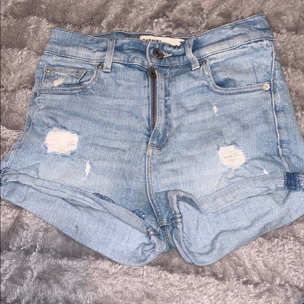 Light blue denim jean shorts